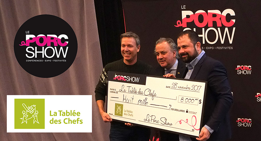 Porc_show_01 Ricardo Larrivée, Porte-parole de la Tablée des chefs, Paul Beauchamp, Président du Porc Show , Jean-François Archambault, Directeur général de la Tablée des chefs.