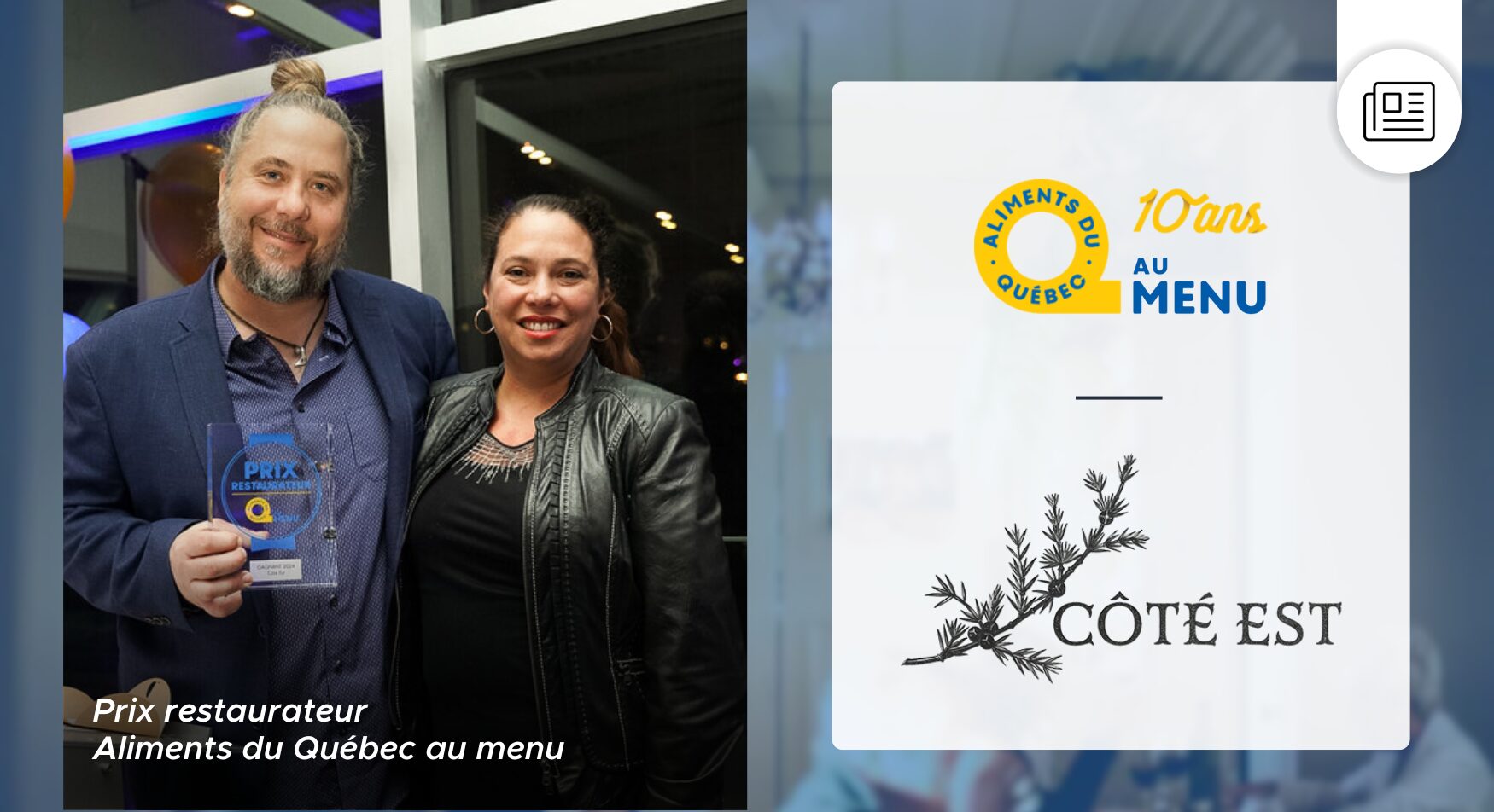 coté est_communiqué Le restaurant Côté Est remporte la 7e édition du Prix restaurateur Aliments du Québec au menu